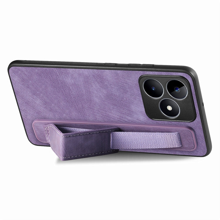 For Realme 9 Pro+ Retro Wristband Holder Leather Back Phone Case
