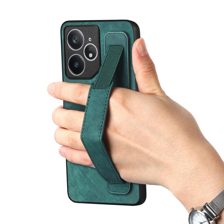 For Realme Neo7 Retro Wristband Holder Leather Back Phone Case