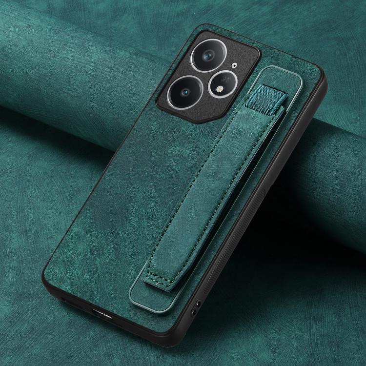 For Realme Neo7 Retro Wristband Holder Leather Back Phone Case