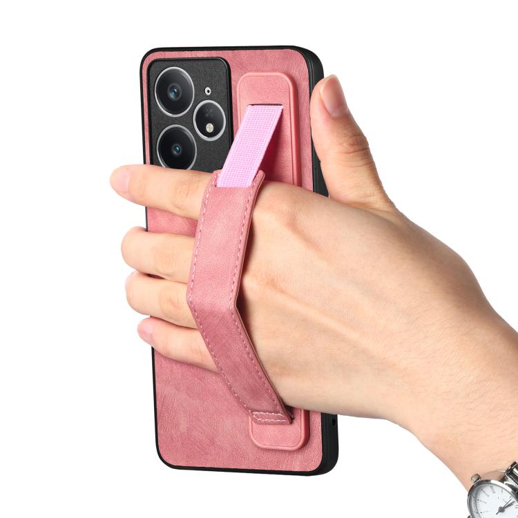 For Realme Neo7 Retro Wristband Holder Leather Back Phone Case