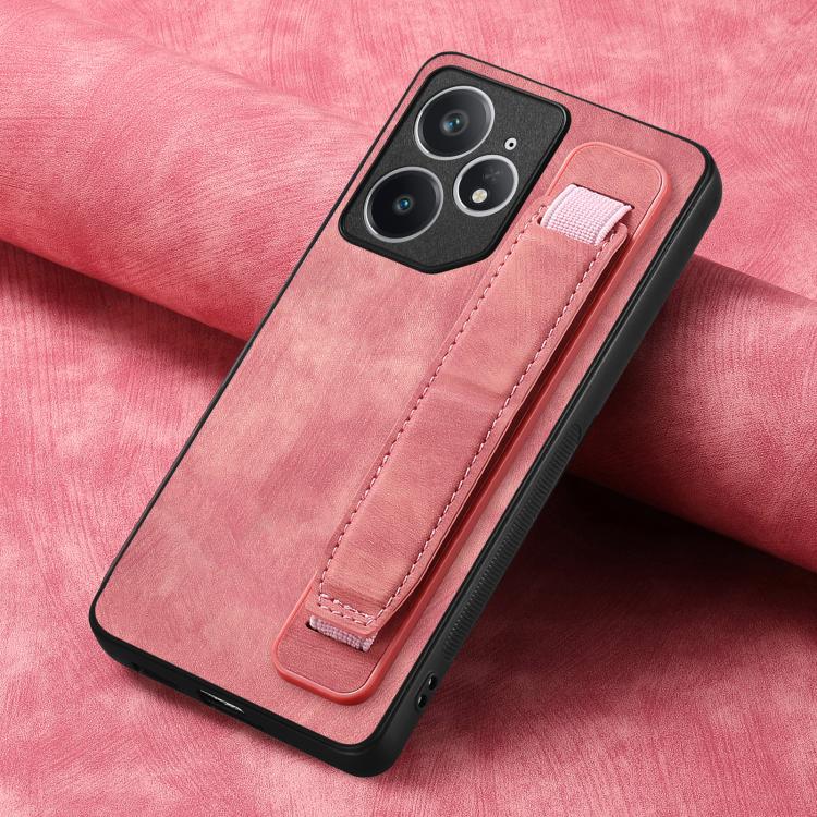 For Realme Neo7 Retro Wristband Holder Leather Back Phone Case