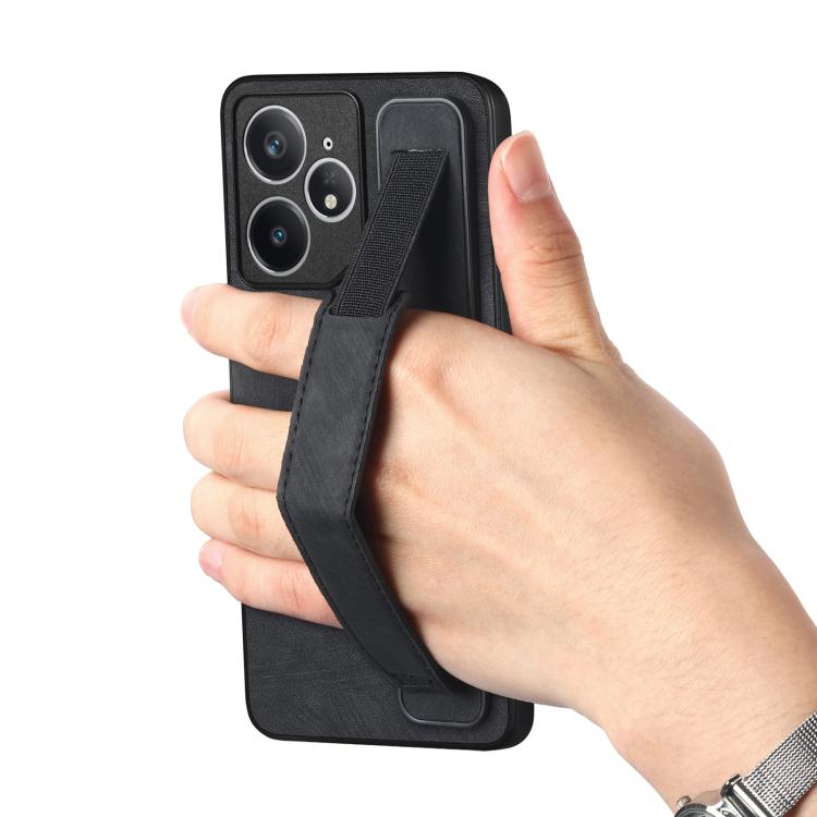 For Realme Neo7 Retro Wristband Holder Leather Back Phone Case