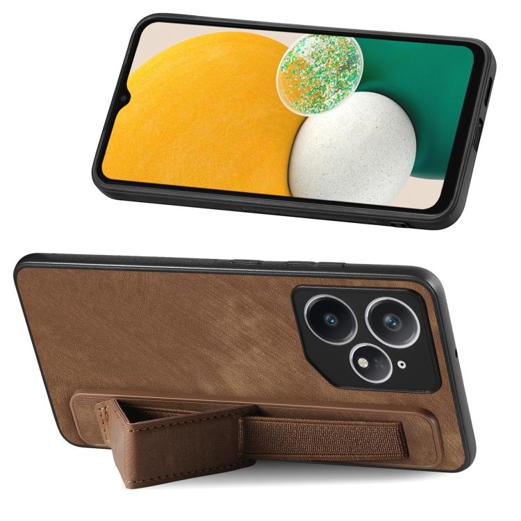 For Realme Neo7 Retro Wristband Holder Leather Back Phone Case