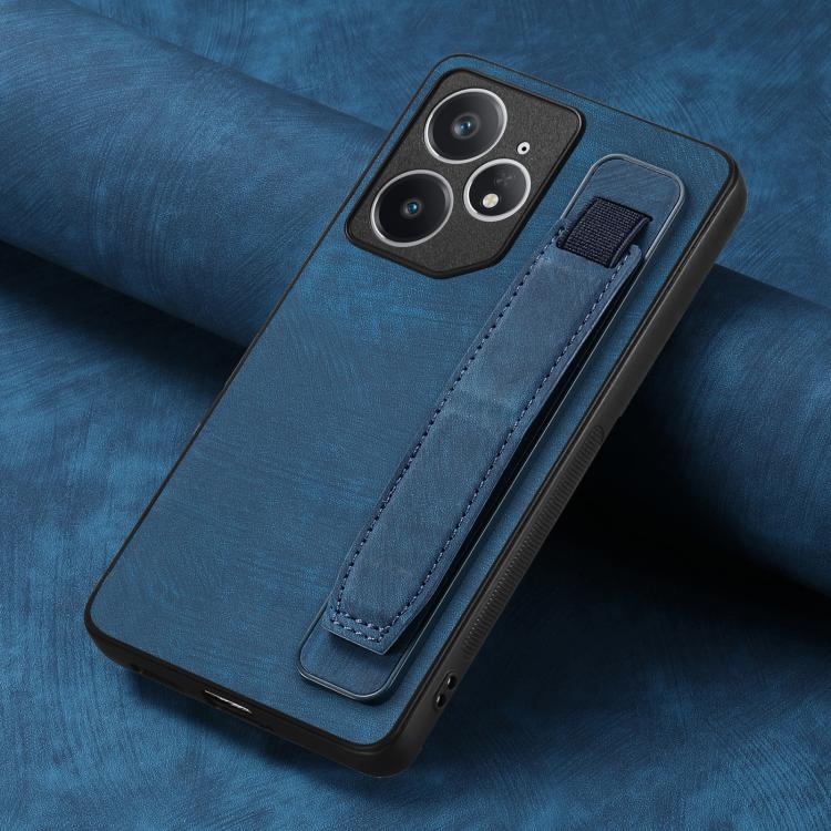 For Realme Neo7 Retro Wristband Holder Leather Back Phone Case