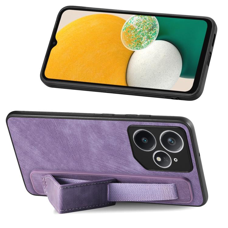 For Realme Neo7 Retro Wristband Holder Leather Back Phone Case