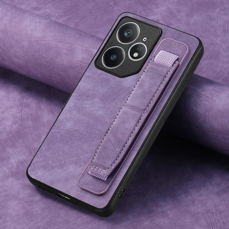 For Realme Neo7 Retro Wristband Holder Leather Back Phone Case