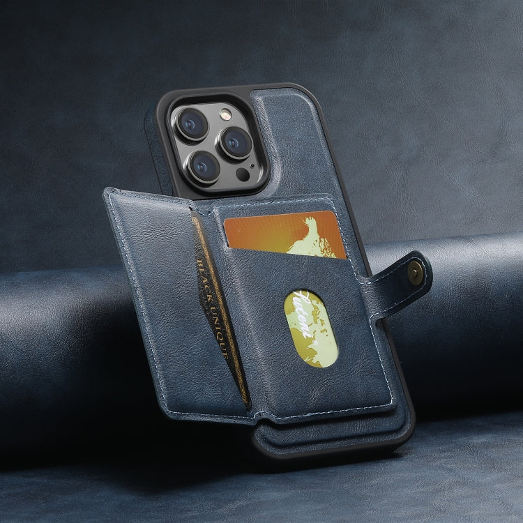 For iPhone 14 Suteni M1 Oil Wax MagSafe Detachable Horizontal Card Bag Phone Case