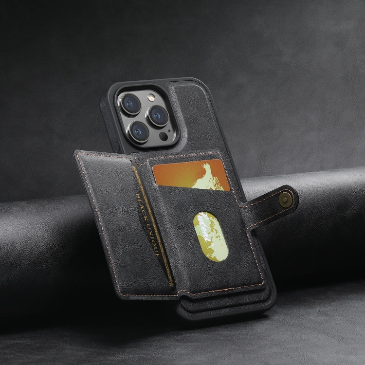 For iPhone 12 Pro Max Suteni M1 Oil Wax MagSafe Detachable Horizontal Card Bag Phone Case