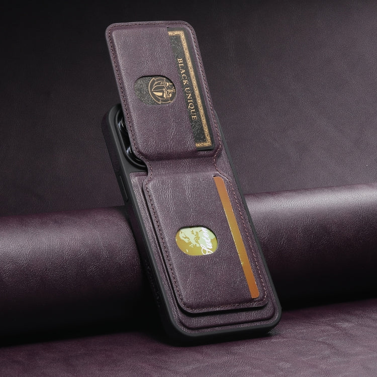 For iPhone 12 Pro Suteni M2 Oil Wax MagSafe Horizontal Card Bag Phone Case