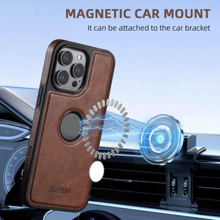 For iPhone 16 Pro Max Suteni M2 Oil Wax MagSafe Horizontal Card Bag Phone Case