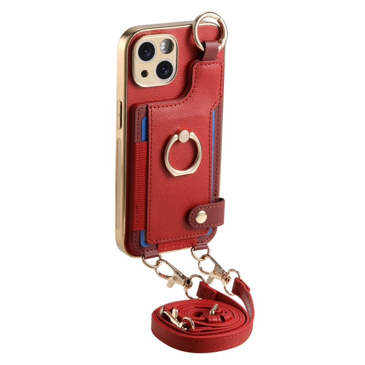 For iPhone 15 Pro Max Fashion Ring Card Bag Phone Case with Hang Loop