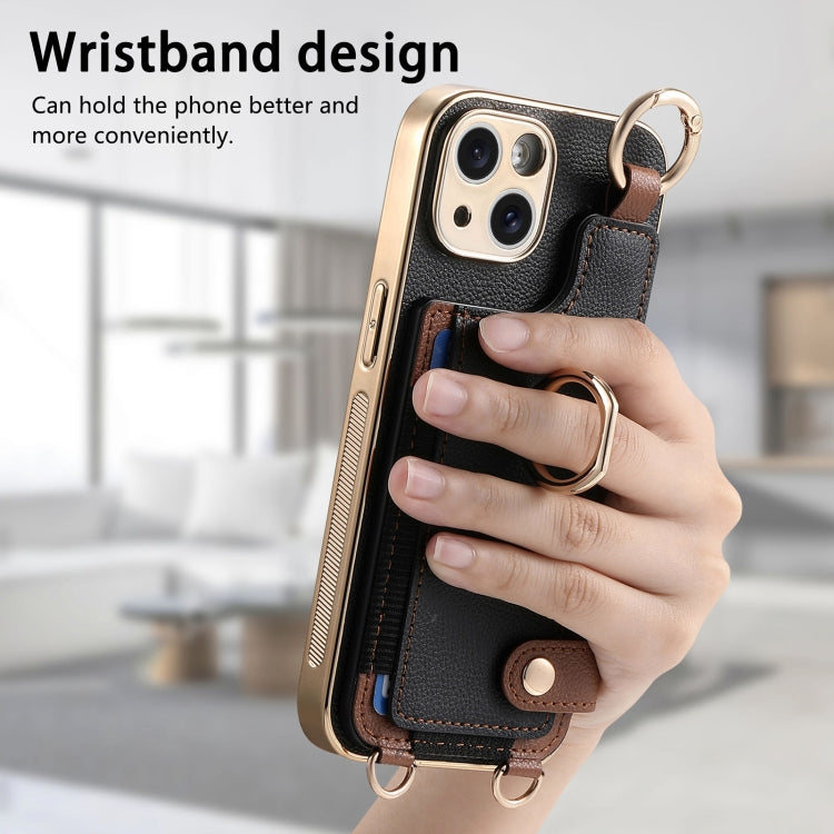 For iPhone 15 Pro Fashion Ring Card Bag Phone Case with Hang Loop