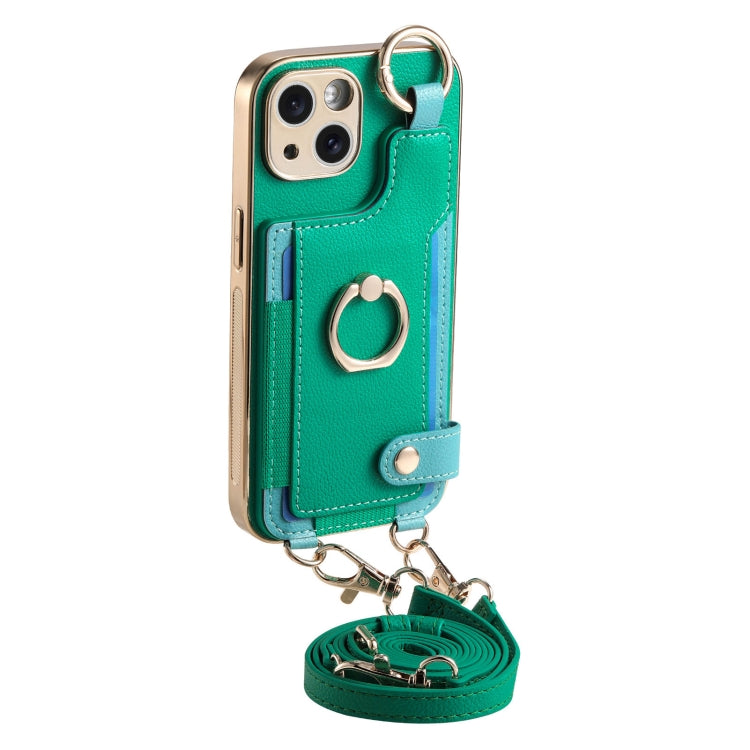 For iPhone 15 Pro Fashion Ring Card Bag Phone Case with Hang Loop
