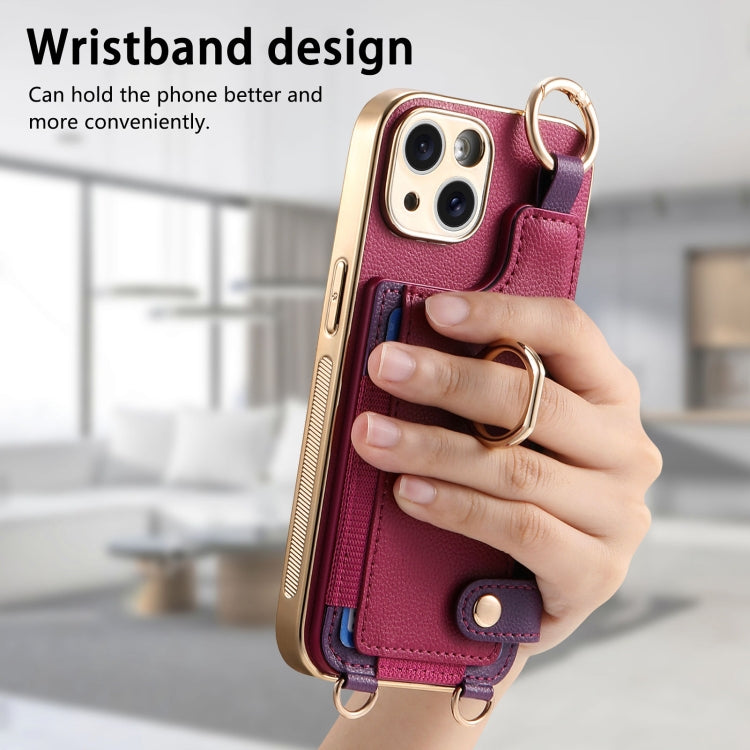 For iPhone 14 Pro Fashion Ring Card Bag Phone Case with Hang Loop