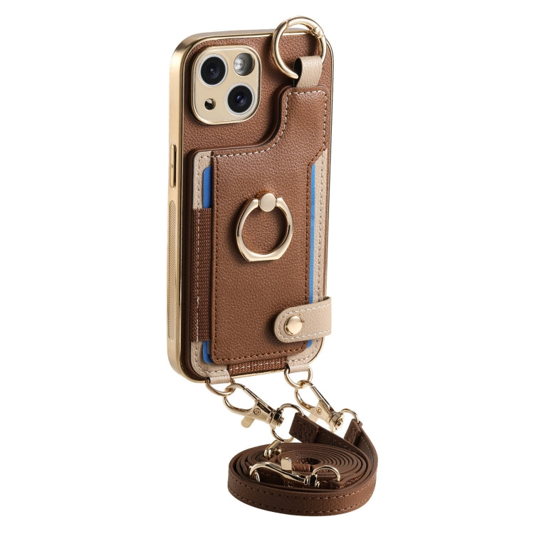 For iPhone 14 Pro Fashion Ring Card Bag Phone Case with Hang Loop
