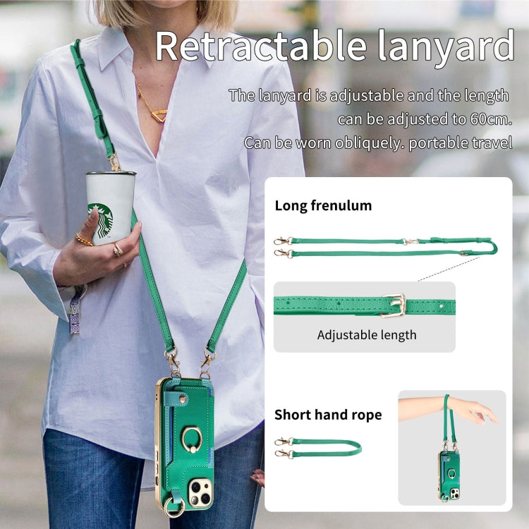 For iPhone 14 Pro Fashion Ring Card Bag Phone Case with Hang Loop