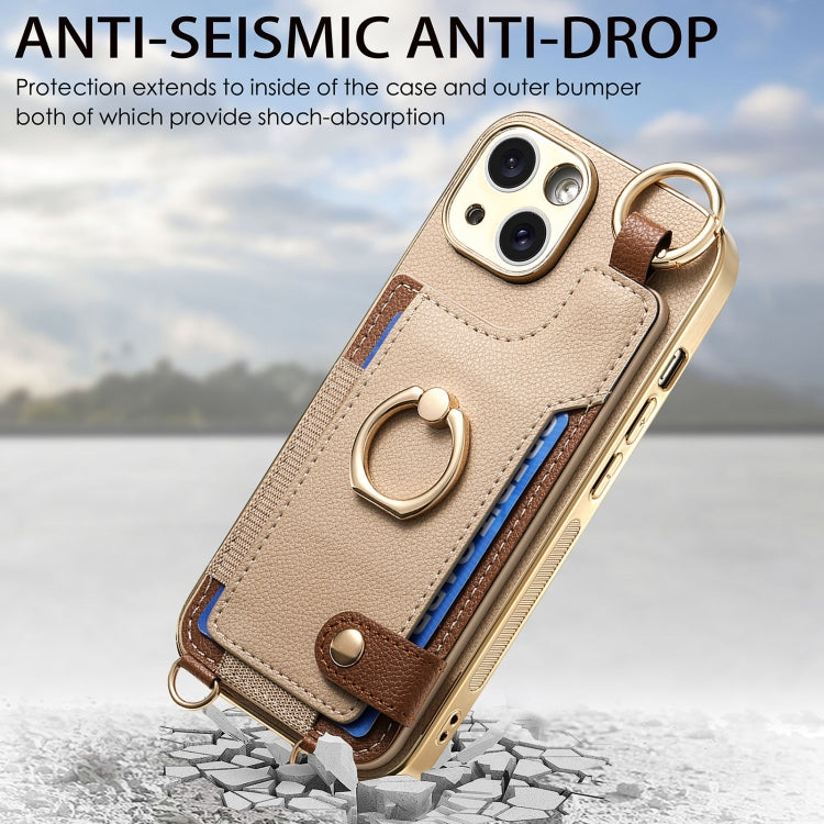 For iPhone 14 Pro Max Fashion Ring Card Bag Phone Case with Hang Loop