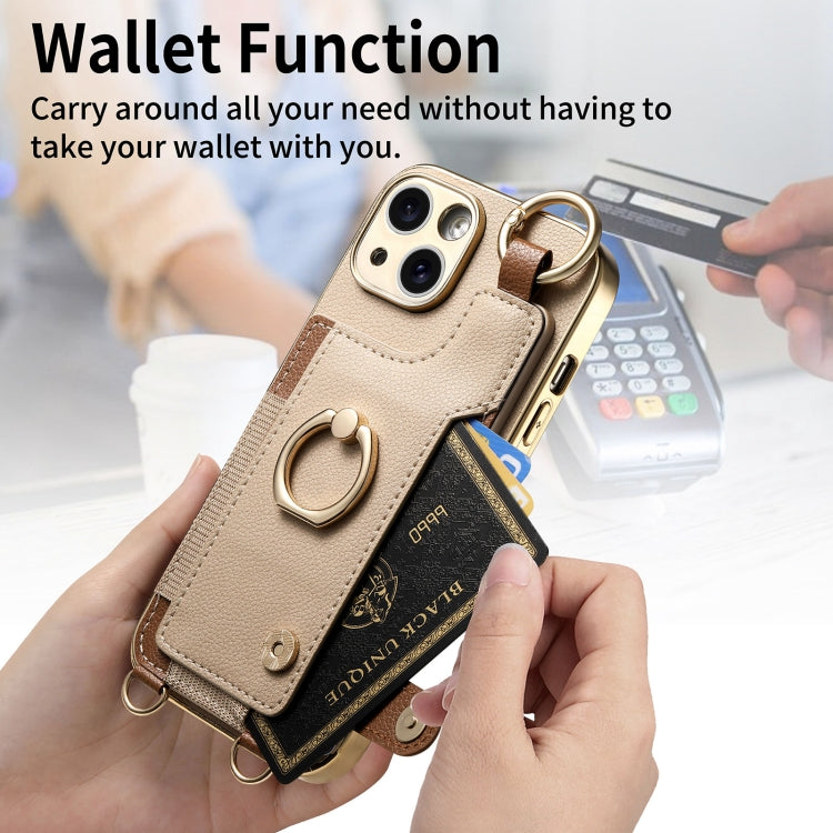 For iPhone 13 Pro Max Fashion Ring Card Bag Phone Case with Hang Loop