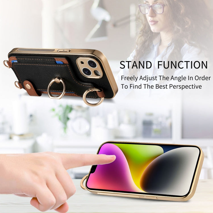 For iPhone 13 Pro Fashion Ring Card Bag Phone Case with Hang Loop