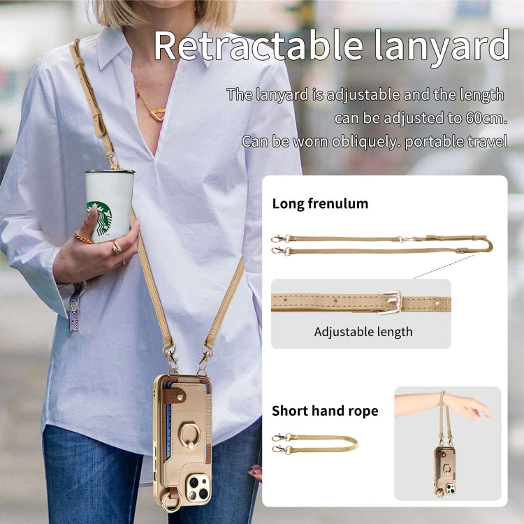 For iPhone 13 Pro Fashion Ring Card Bag Phone Case with Hang Loop