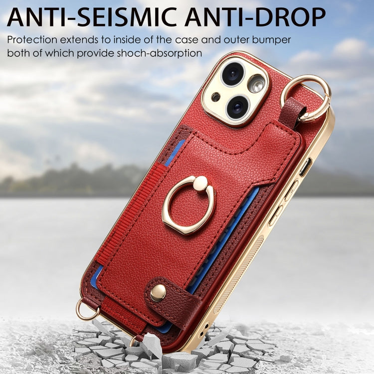 For iPhone 13 Pro Fashion Ring Card Bag Phone Case with Hang Loop