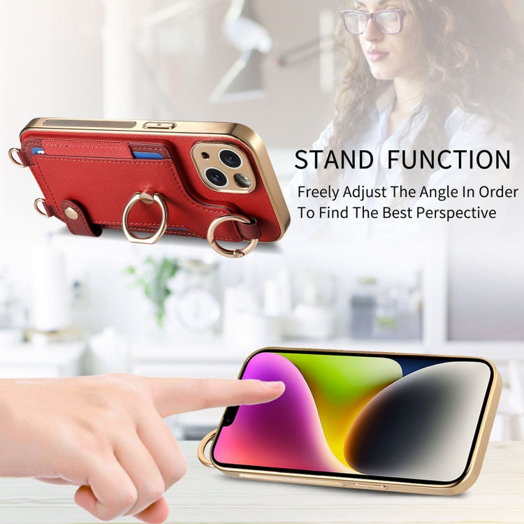 For iPhone 13 Pro Fashion Ring Card Bag Phone Case with Hang Loop