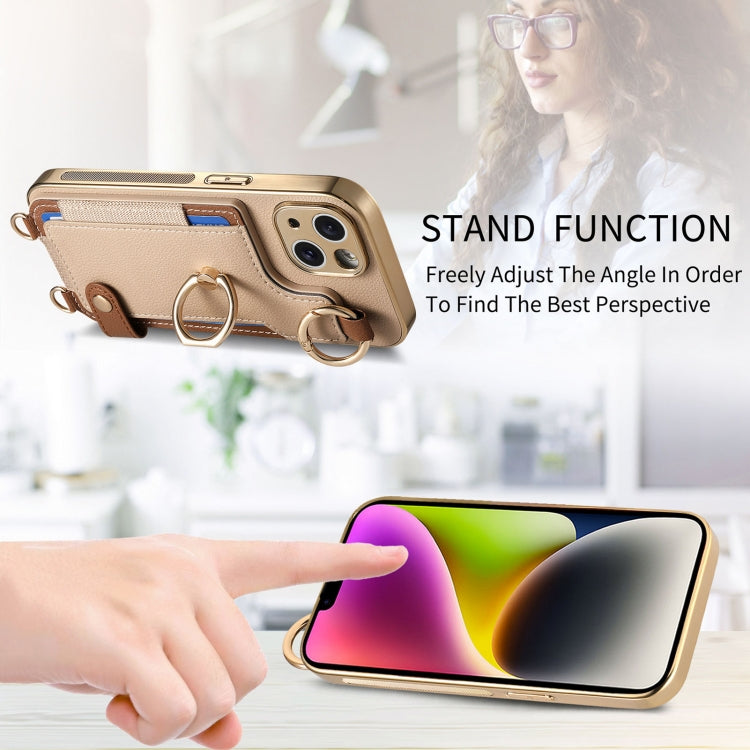 For iPhone 11 Fashion Ring Card Bag Phone Case with Hang Loop