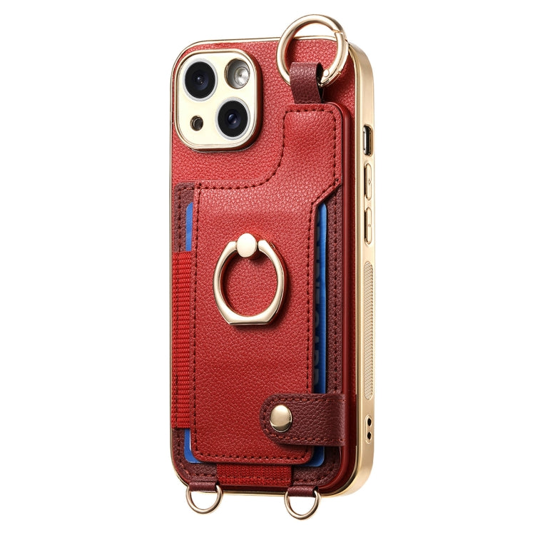 For iPhone 11 Fashion Ring Card Bag Phone Case with Hang Loop