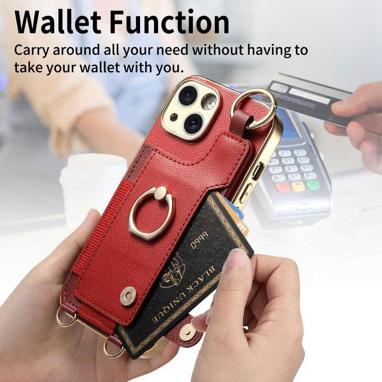 For iPhone 11 Fashion Ring Card Bag Phone Case with Hang Loop