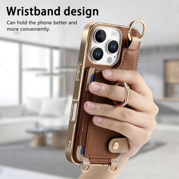 For iPhone 16 Pro Max Fashion Ring Card Bag Phone Case with Hang Loop