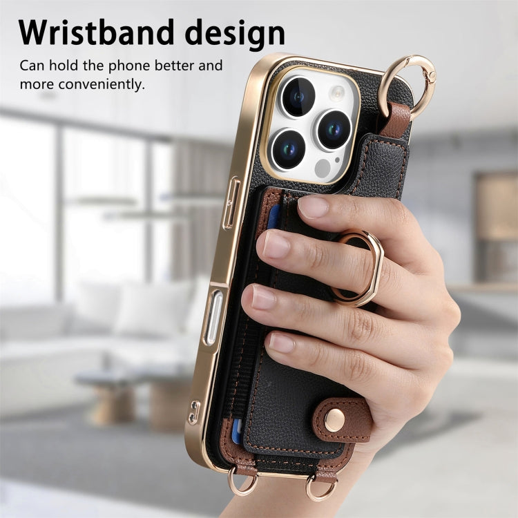 For iPhone 16 Pro Max Fashion Ring Card Bag Phone Case with Hang Loop
