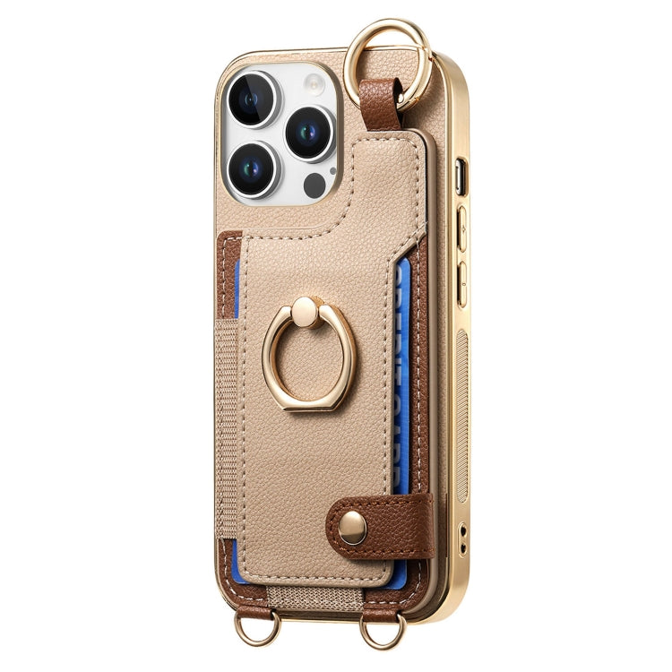 For iPhone 16 Pro Max Fashion Ring Card Bag Phone Case with Hang Loop
