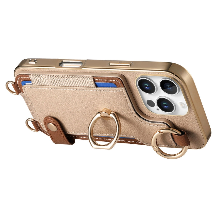 For iPhone 16 Pro Max Fashion Ring Card Bag Phone Case with Hang Loop