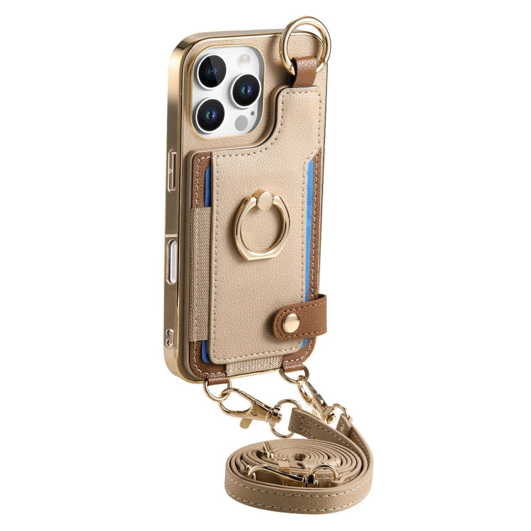 For iPhone 16 Pro Max Fashion Ring Card Bag Phone Case with Hang Loop