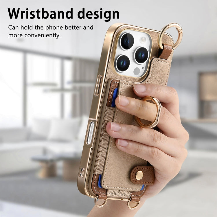 For iPhone 16 Pro Max Fashion Ring Card Bag Phone Case with Hang Loop