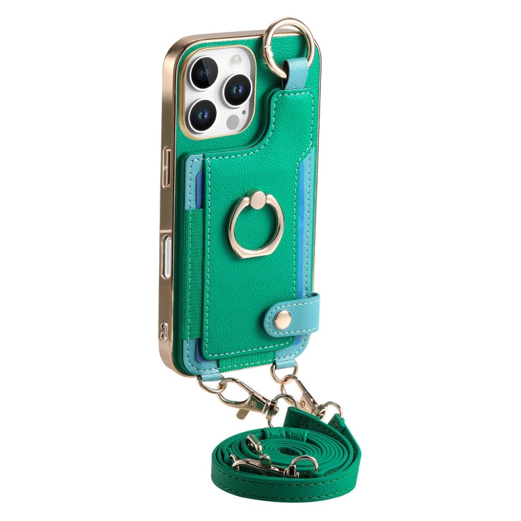 For iPhone 16 Pro Max Fashion Ring Card Bag Phone Case with Hang Loop
