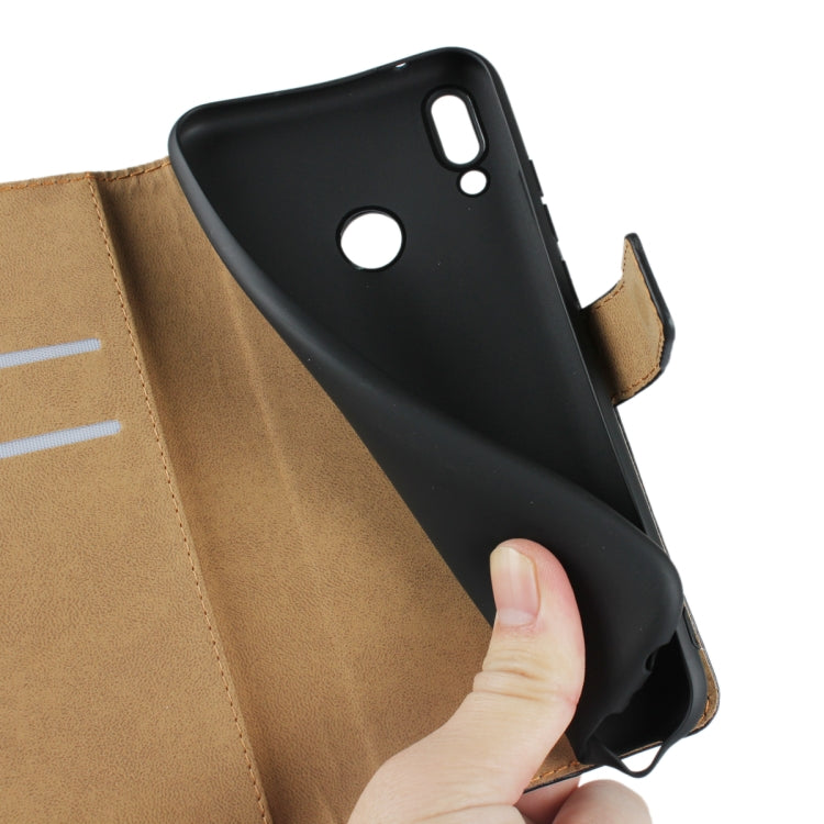 Leather Horizontal Flip Holster for Huawei  Y9 2019/Enjoy 9 Plus with Magnetic Clasp and Bracket and Card Slot and Wallet(Black)