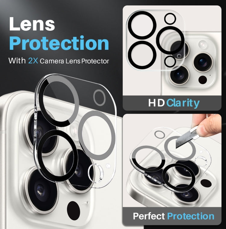 For iPhone 15 Pro NORTHJO 5 in 1 Clear Phone Case with 2pcs Screen Film + 2pcs Rear Lens Film
