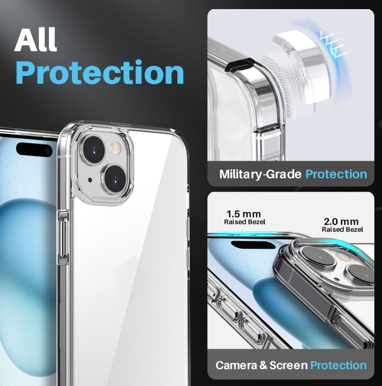For iPhone 15 NORTHJO 5 in 1 Clear Phone Case with 2pcs Screen Film + 2pcs Rear Lens Film
