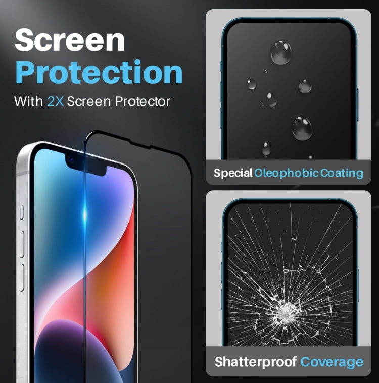 For iPhone 14 Plus NORTHJO 5 in 1 Clear Phone Case with 2pcs Screen Film + 2pcs Rear Lens Film