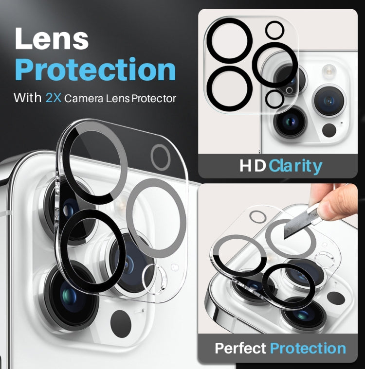 For iPhone 13 Pro Max NORTHJO 5 in 1 Clear Phone Case with 2pcs Screen Film + 2pcs Rear Lens Film
