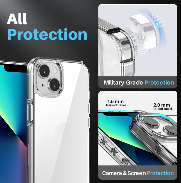 For iPhone 13 NORTHJO 5 in 1 Clear Phone Case with 2pcs Screen Film + 2pcs Rear Lens Film