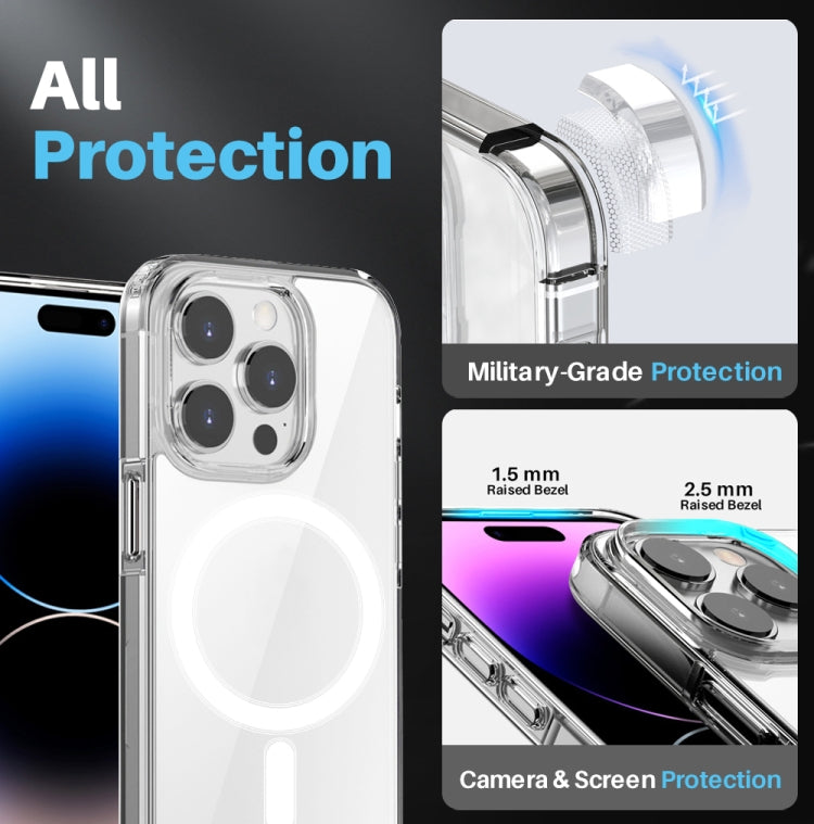 For iPhone 14 Pro NORTHJO 5 in 1 Magsafe Clear Phone Case with 2pcs Screen Film + 2pcs Rear Lens Film