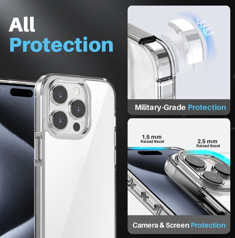 For iPhone 15 Pro NORTHJO 3 in 1 Clear Phone Case with Screen Film + Rear Lens Film