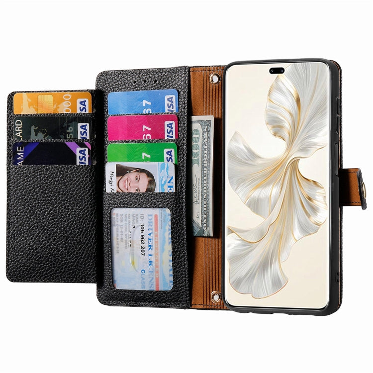 For Honor 100 Pro 5G Love Zipper Lanyard Leather Phone Case