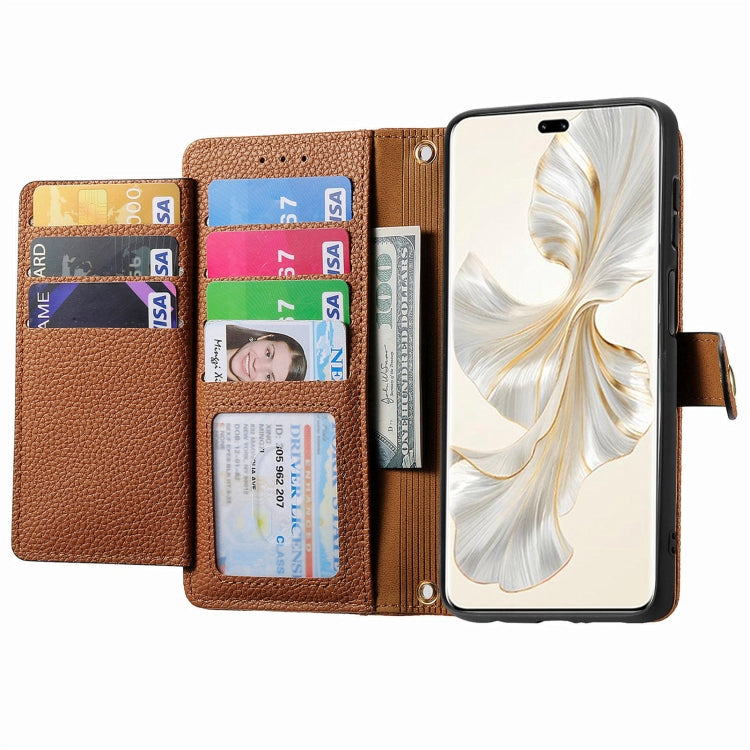 For Honor 100 Pro 5G Love Zipper Lanyard Leather Phone Case