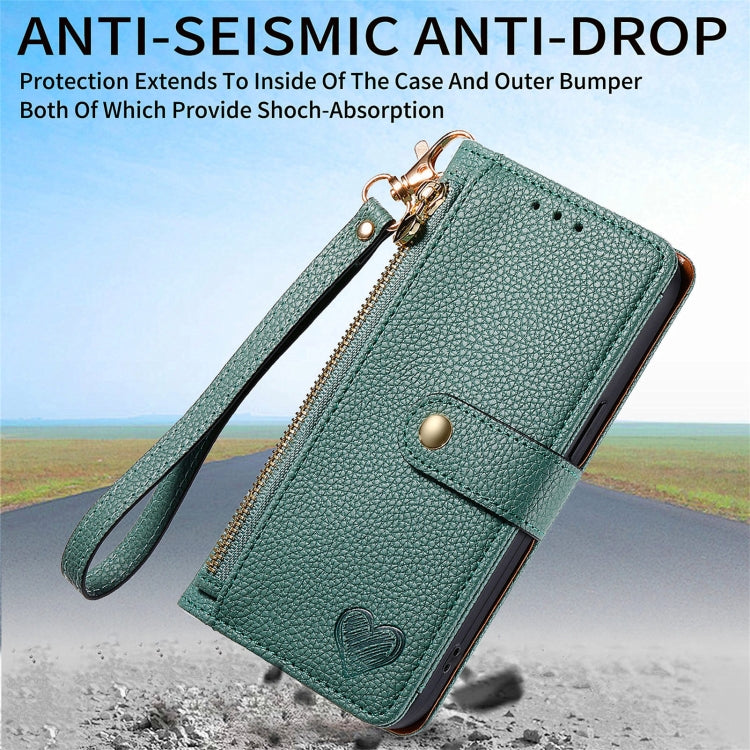 For Honor 100 Pro 5G Love Zipper Lanyard Leather Phone Case