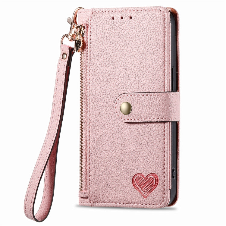 For Honor 100 Pro 5G Love Zipper Lanyard Leather Phone Case