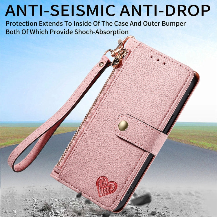For Honor 100 Pro 5G Love Zipper Lanyard Leather Phone Case