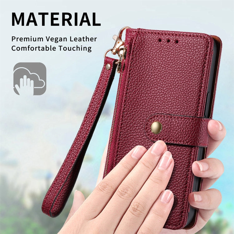 For Honor X6a Love Zipper Lanyard Leather Phone Case
